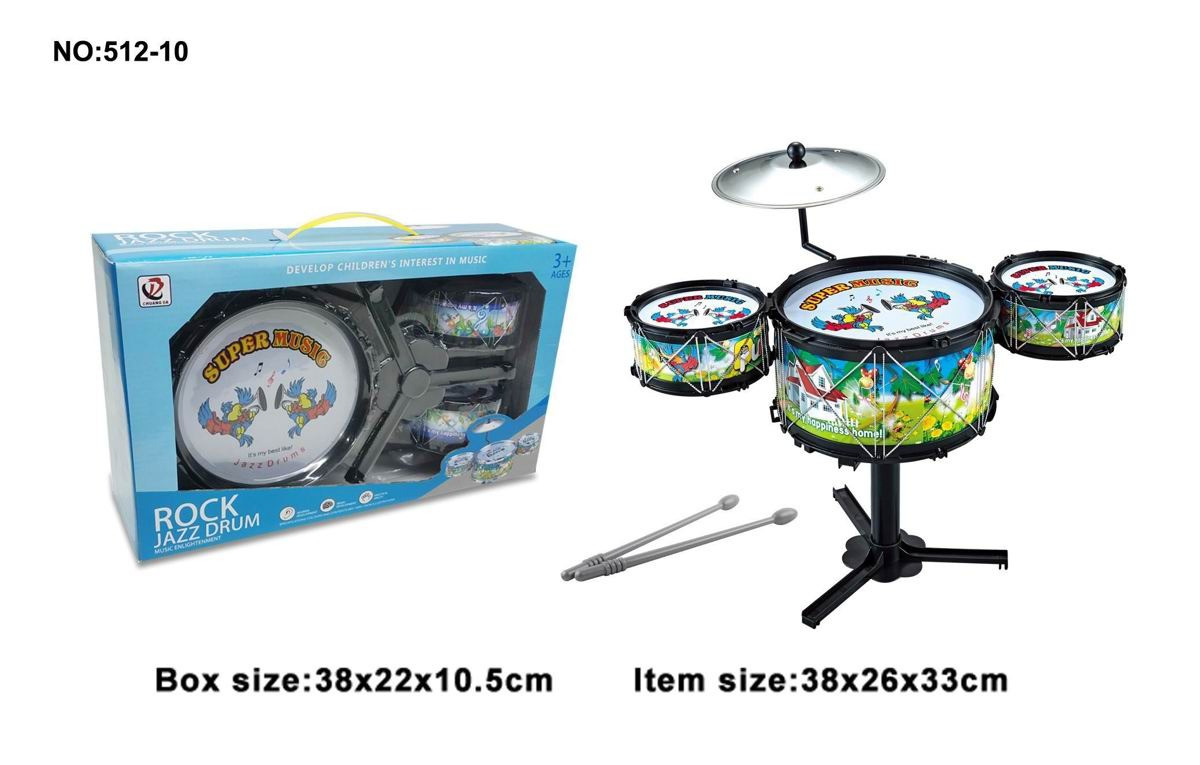 Дитяча барабанна установка 512-10, Ударна установка, 3 барабани, тарілка, на стійці, фото 1
