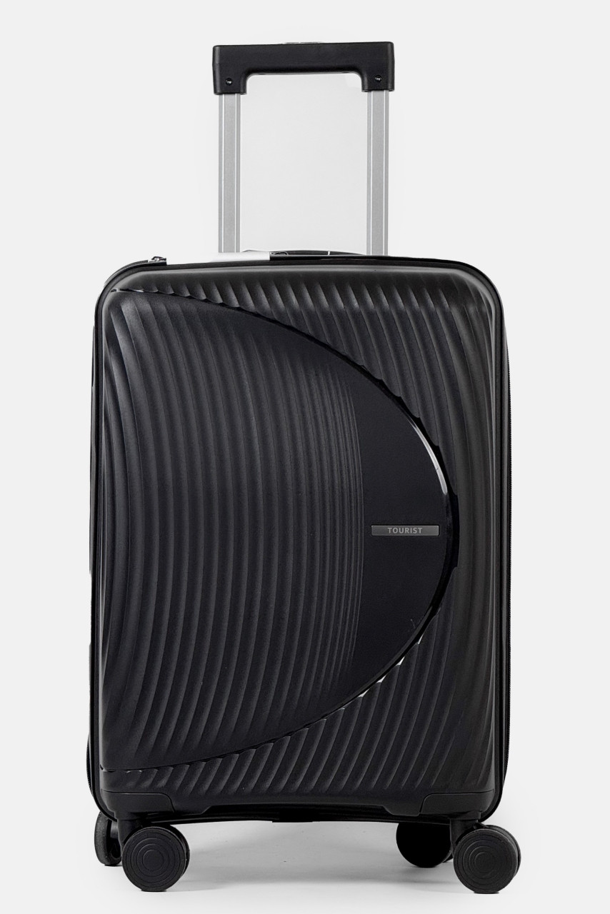 Маленька пластикова валіза ручна поклажа Tourist 608-3-BL чорна, фото 1