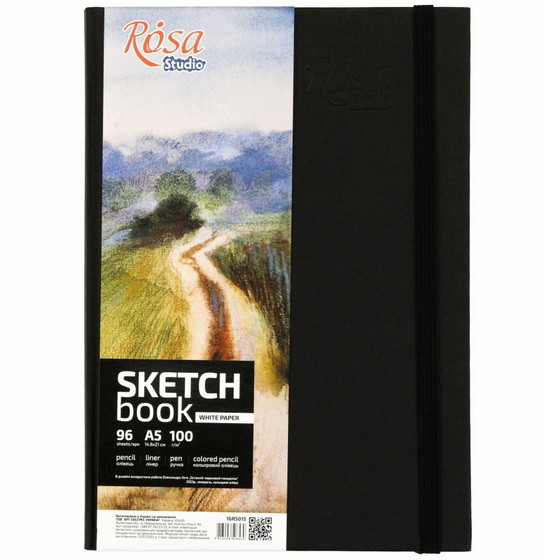 Скетчбук (блокнот для малювання) ROSA Studio 96 аркушів А5, чорний