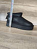 Угги Черные UGG мини короткие на высокой подошве кожаные с натуральной шкрстью внутри, фото 8