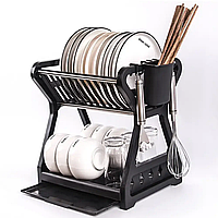 Двоярусна сушарка для посуду 31х24х33 XL-157 Чорний