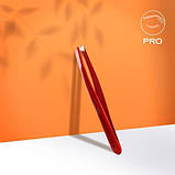 Пінцет для брів Staleks Pro Expert 11 Type 3 широкі скошені крайки, червоний (ТЕ-11/3), фото 6