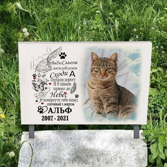 Персоналізований пам'ятник кішці — ритуальна табличка для вихованця