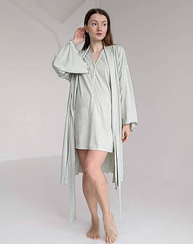 Комплект халат ELEGANCE та сорочка у родзал (фісташковий)