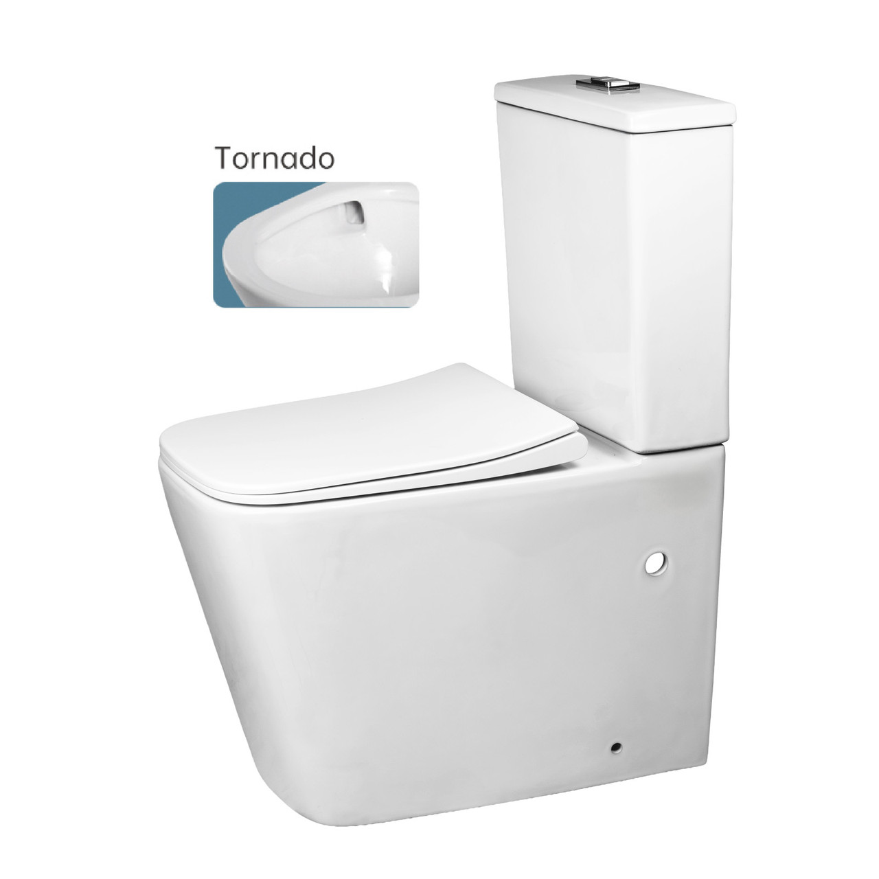 Унітаз компакт Insana Veron 62*37,5*82  злив торнадо безободковий сидіння дюропласт з мікроліфтом білий, фото 1