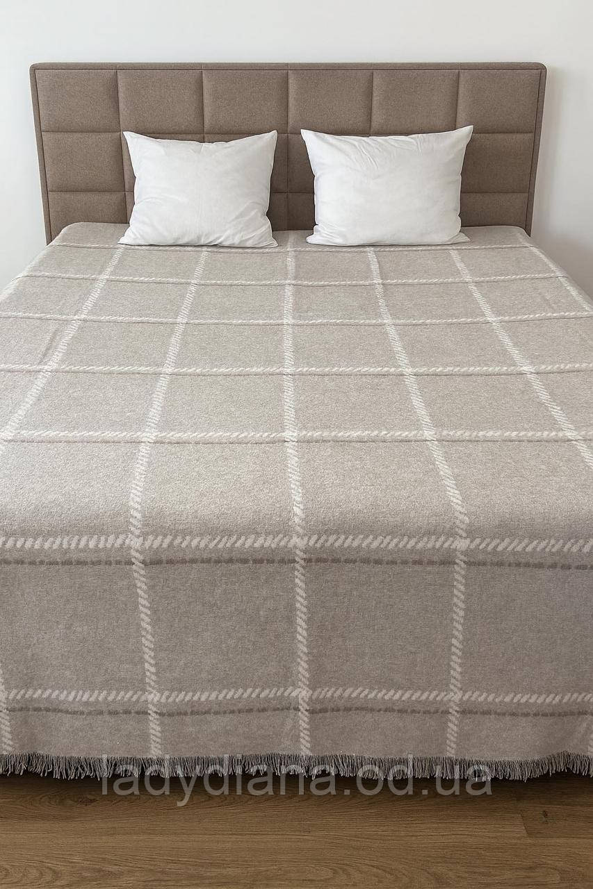 Плед євро 200×220 см з бахромою, м’який, теплий, бавовняно‑акриловий, Туреччина, універсальний для ліжка та дивана, фото 1