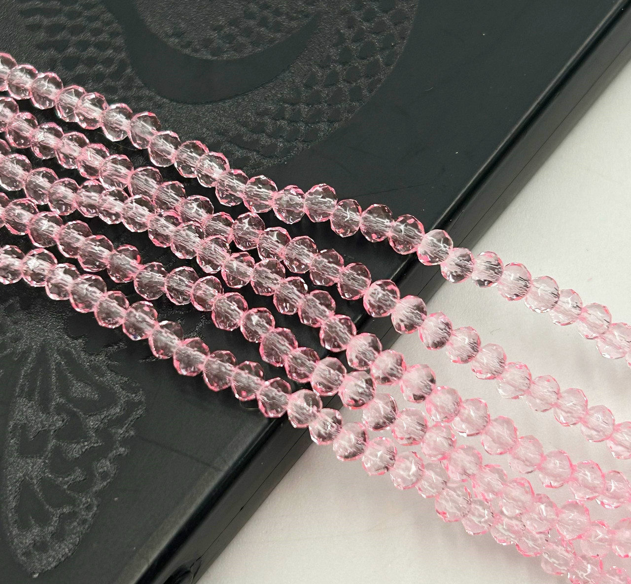 Намистини рондель / 2,5х3мм / Кількість: 165-175 шт / Прозорий / Рожевий №98, фото 1