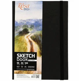 Блокнот-скетчбук "ROSA Studio" у твердій обкладинці, 96 чистих аркушів, А5 чорний