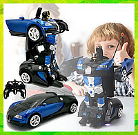 VS Машинка Трансформер Bugatti home product синяя с пультом управления для детей радиоуправляемая игру goods25