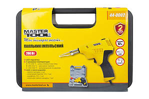 Паяльник імпульсний MASTERTOOL з трансформатором 3 режими 200 Вт/220-240 V/50 Hz 0-500°С LED пластиковий кейс/аксесуари