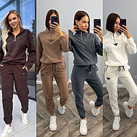 Жіночий теплий спортивний костюм двосторонній Фліс  S.  M. L. XL  сірий беж чорний молочний шоколад
