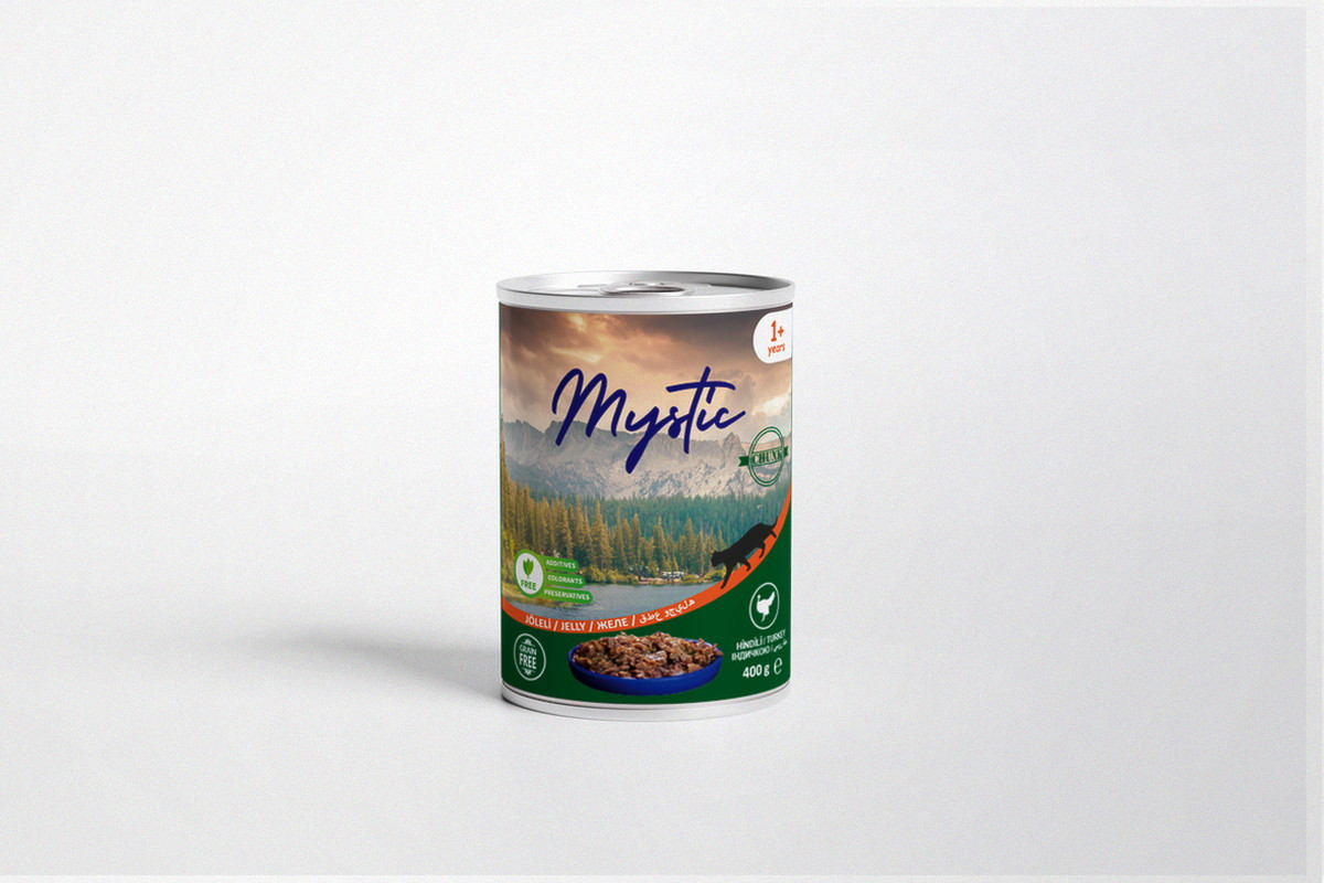 Вологий корм Mystic для КОТІВ шматочки ІНДИЧКА в желе 400г конс., Оригінал, фото 1