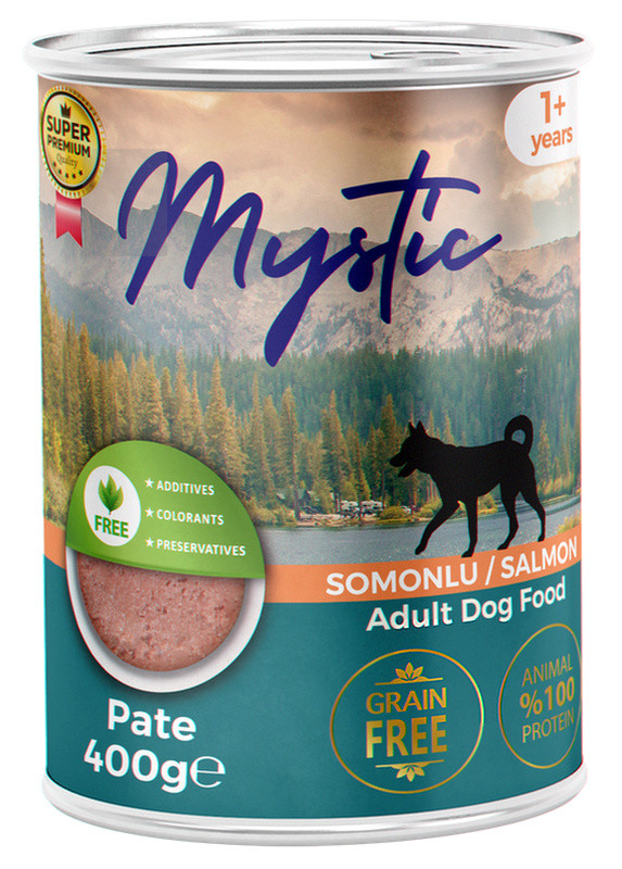 Вологий корм Mystic паштет з ЛОСОСЕМ для дорослих собак 400г., Оригінал, фото 1