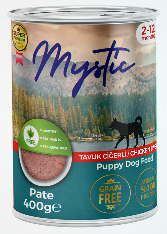Вологий корм Mystic паштет з куркою та лівером для ЦУЦЕНЯТ конс 400г.., Оригінал, фото 1