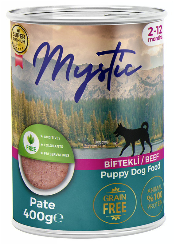 Вологий корм Mystic паштет для Цуценят з ЯЛОВИЧИНОЮ конс. 400г., Оригінал, фото 1