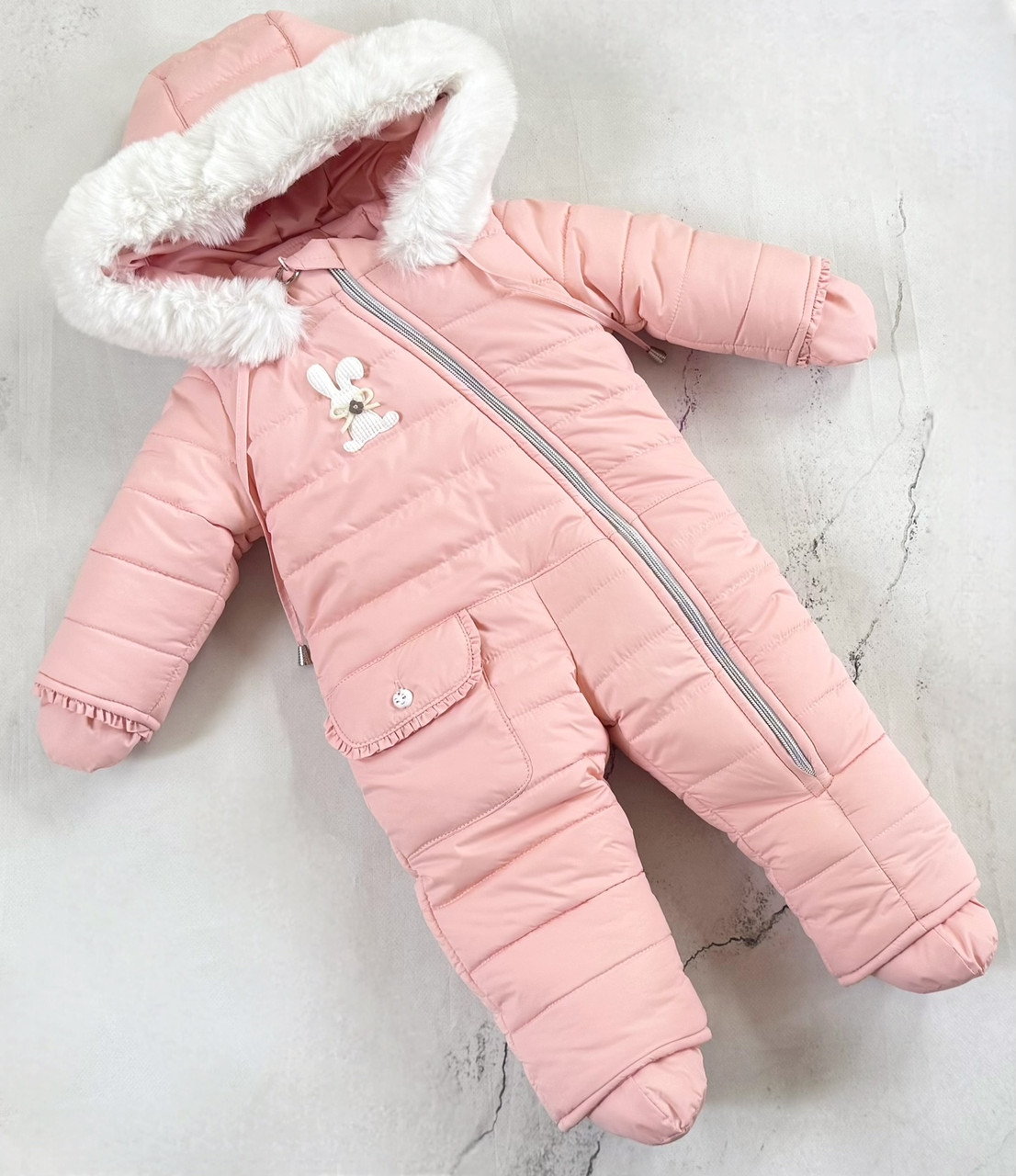 Зимовий комбінезон для дівчинки Єва рожевий, розміри 68,74,80, фото 1