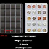 Тримач для монет, альбом для колекціонерів на 200 монет. Футляр для зберігання, фото 7