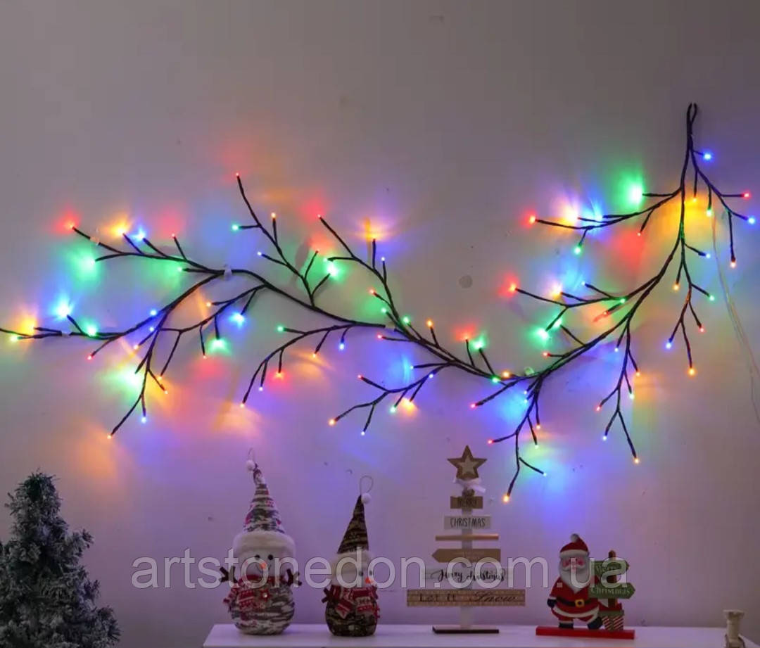 Світлодіодна гірлянда-гілка Willow Vine 1.8 м — барвисте святкове сяйво у скандинавському стилі, фото 1