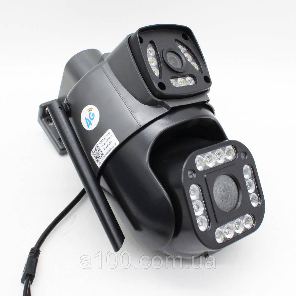 Вулична 4G камера відеоспостереження 8MP Qettopo V380 з подвійним об'єктивом | Поворотна PTZ IP-камера з SIM-картою, 8.0 Мп, фото 1