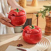Бульйонниця об'ємом 400 мл, чашка для супу у вигляді помідора із ложкою, фото 4