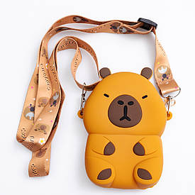 Дитяча  силіконова сумка Капібара 13×9×3 (см) через плече Коричневий HP-55-3BR