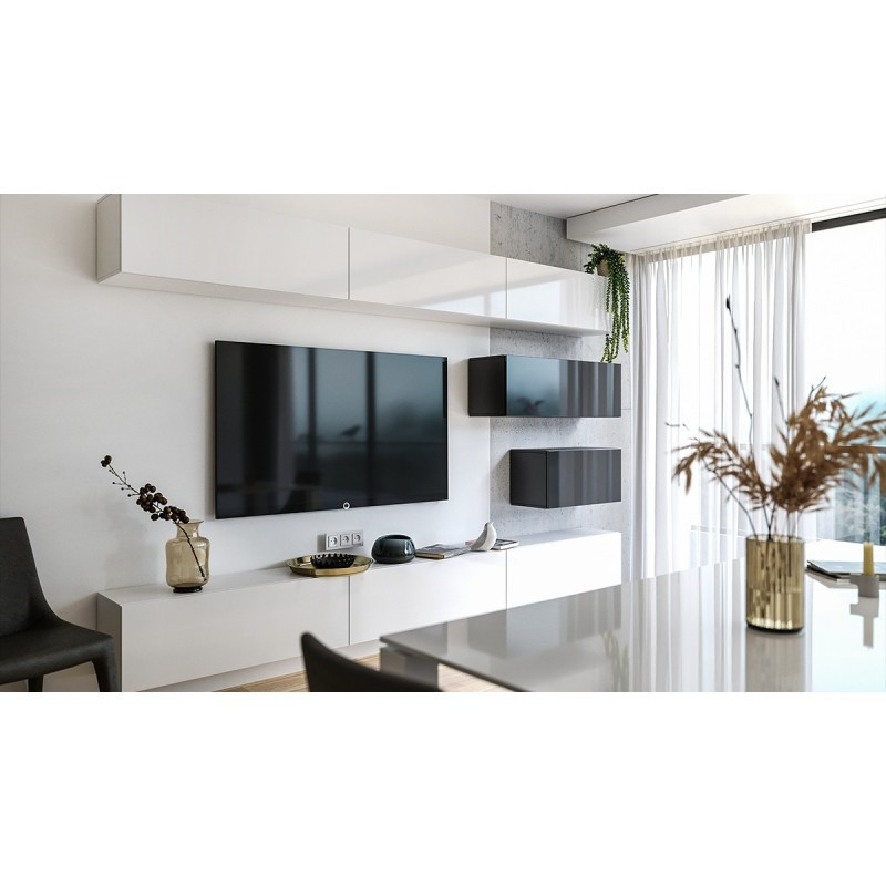 Вітальня (модульна) з ЛДСП BOX F5 Білий глянець/Чорний глянець Миро-Марк, фото 1