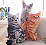 Інтер'єрна подушка кіт, подушка на диван сірий кіт, подушка 3D, фото 3
