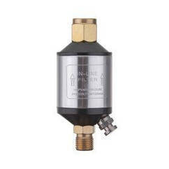 Міні фільтр 1/4", 20 мкм, до 400 л/хв, до 10 атм, металевий захист колби, для фарбувального пістолета