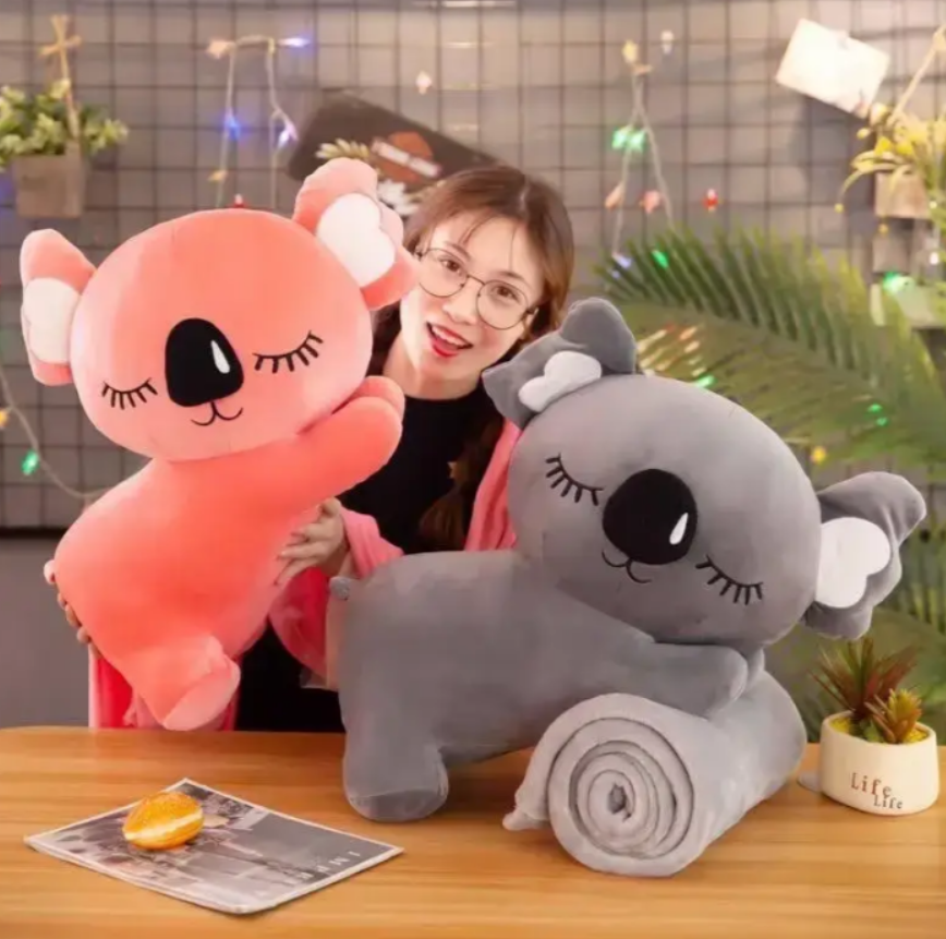 Іграшка подушка плед 3 в 1 Коала 60 см Сіра, фото 1