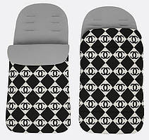 Теплий конверт на флісі Чорний з принтом Adamex для коляски та санок 1000086 solve