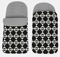 Теплий конверт на флісі Чорний з принтом Solve для коляски та санок  1000086 solve