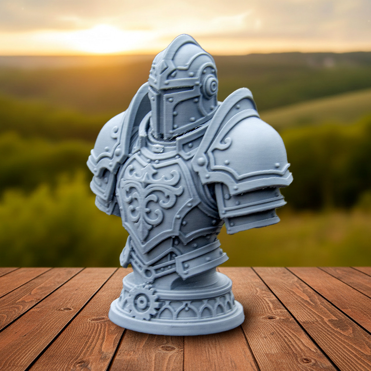 Фігурка Бюста Лицаря в Броні 125мм — 3D статуетка, середньовічний декор, сувенір лицаря, фото 1