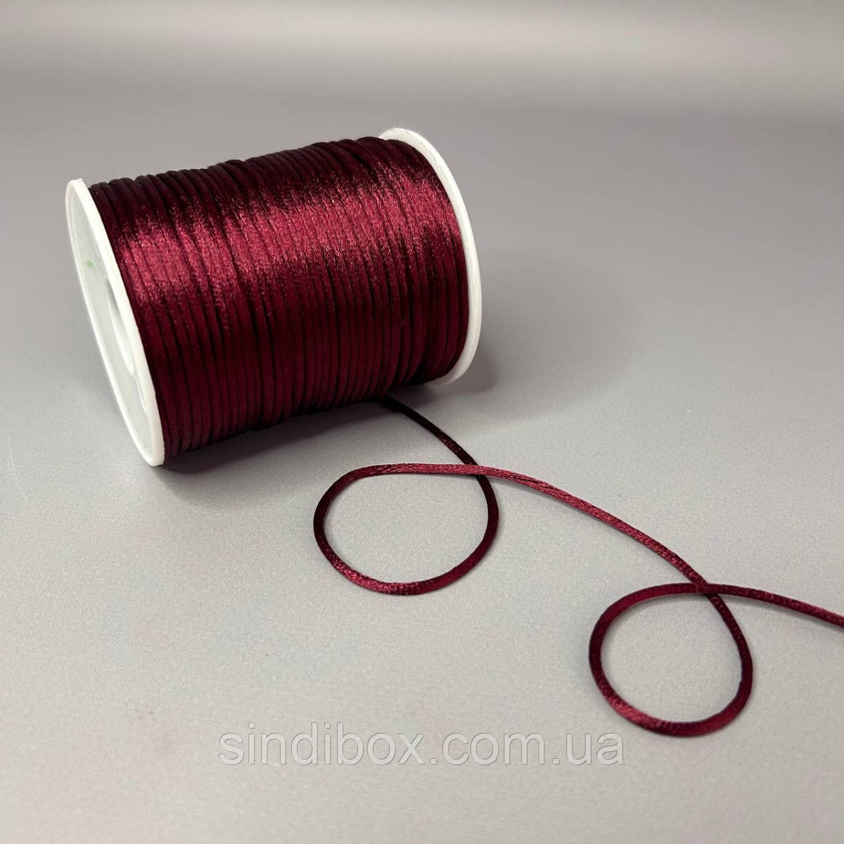 #04 Шнур корсетний (сатиновий, шовковий) 2мм, 100 ярдів, винний, фото 1