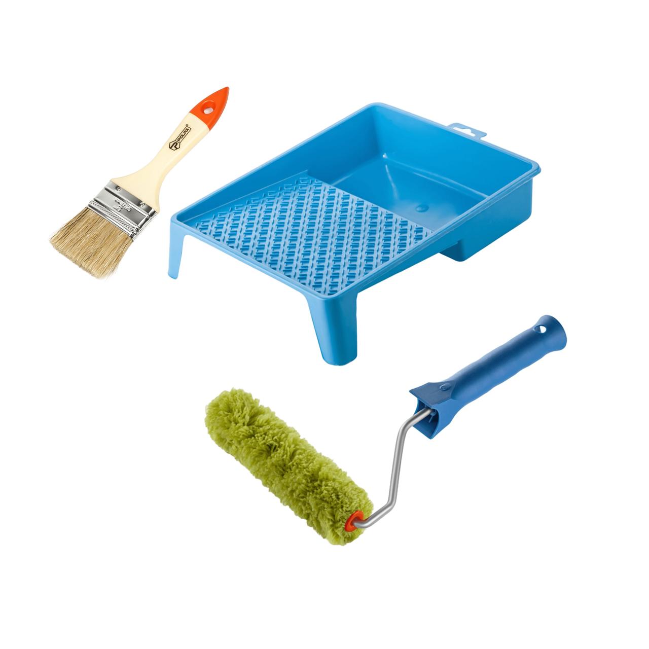 Валик "Сінтекс" 150х15 мм з ручкою, ванночка та пензлик "Стандарт" Polax (770-250), фото 1