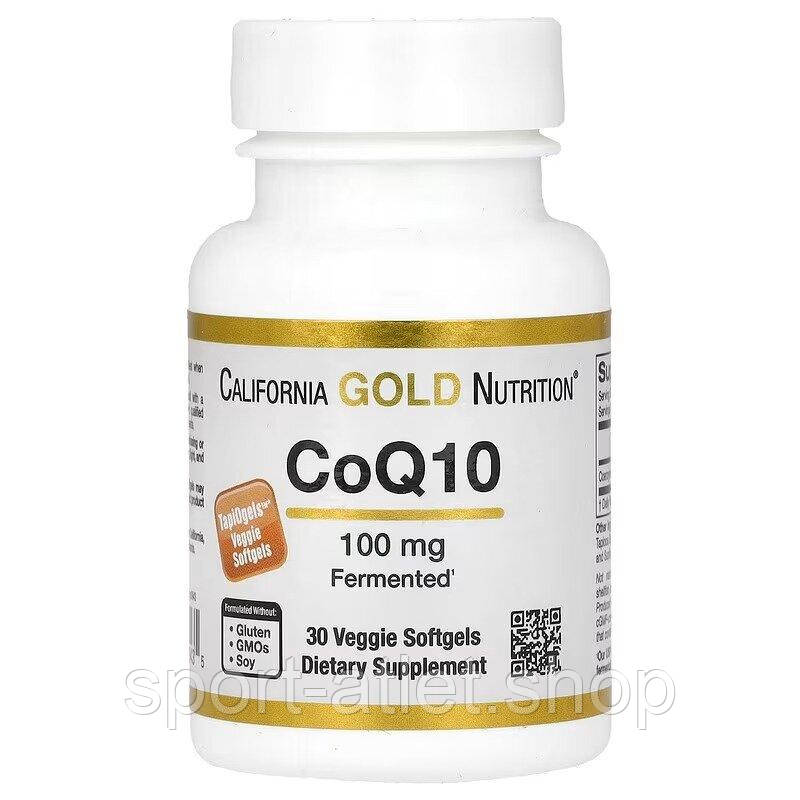 Натуральна добавка California Gold Nutrition CoQ10 100 mg, 30 вегакапсул для підтримки роботи серця, фото 1