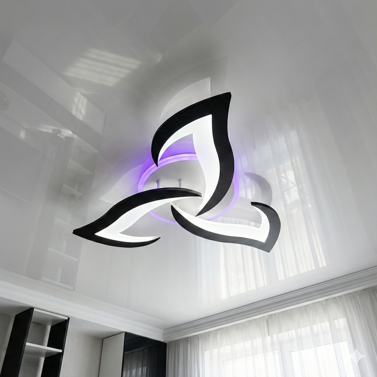 Люстра Led з пультом та підсвічуванням Diasha 45W до 10 м² колір Чорний 8146/3BK LED 3col, фото 1