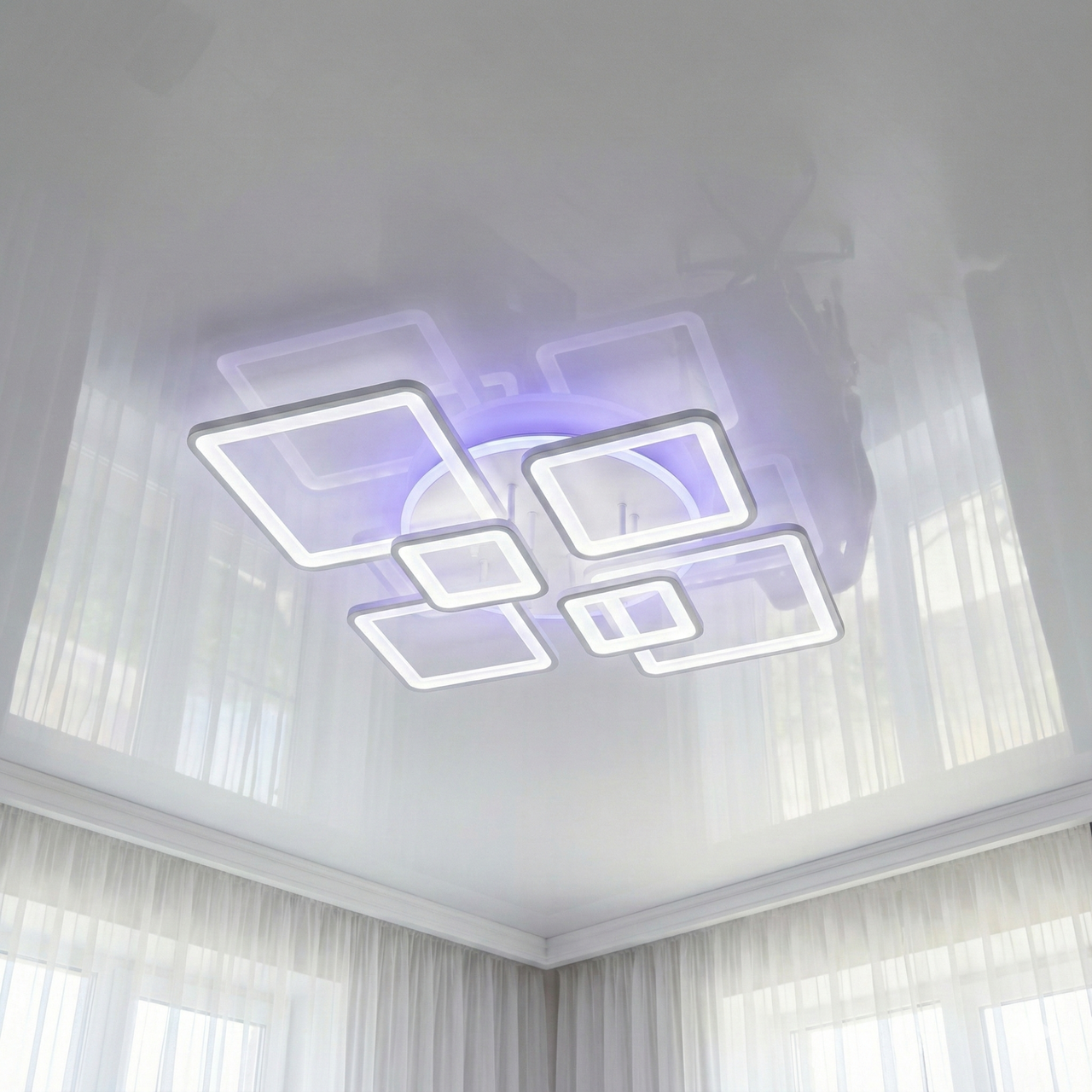 Люстра з підсвічуванням у зал Diasha 150W до 25 м² колір Білий 8160/6WH 3col dim, фото 1