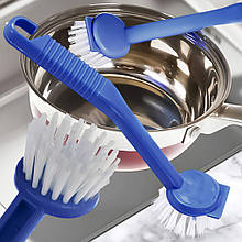 Щітка для миття посуду з гачком для підвішування та скребком, Синій (YAB)