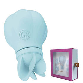 Вібратор для клітора Adrien Lastic Caress з ротацією, синій, 5.3 х 3.2 см