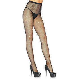 Колготи в сіточку Leg Avenue зі стразами, чорні, One Size