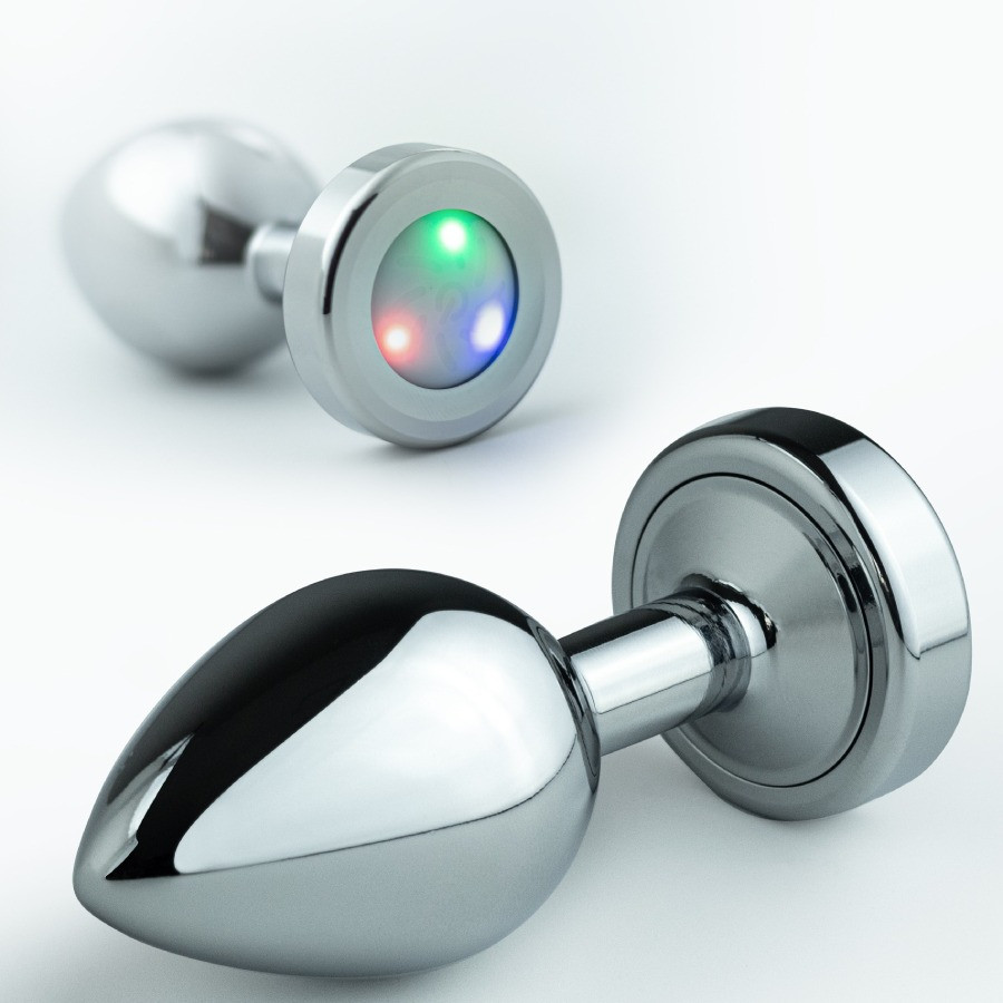 Анальний корок Crushious Borealis з ліхтариком, сріблястий, 8.5 х 3.2 см, фото 1