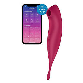 Вібратор із хвилястою стимуляцією Satisfyer Twirling Pro з застосунком, червоний, 20.5 х 3.7 см