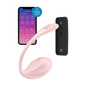 Вібратор у трусики Satisfyer Ribbed Petal із застосунком і пультом, рожевий, 23.5 х 3.8 см