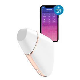 Вібратор для клітора Satisfyer Love Triangle з застосунком, білий, 8.8 х 6 см