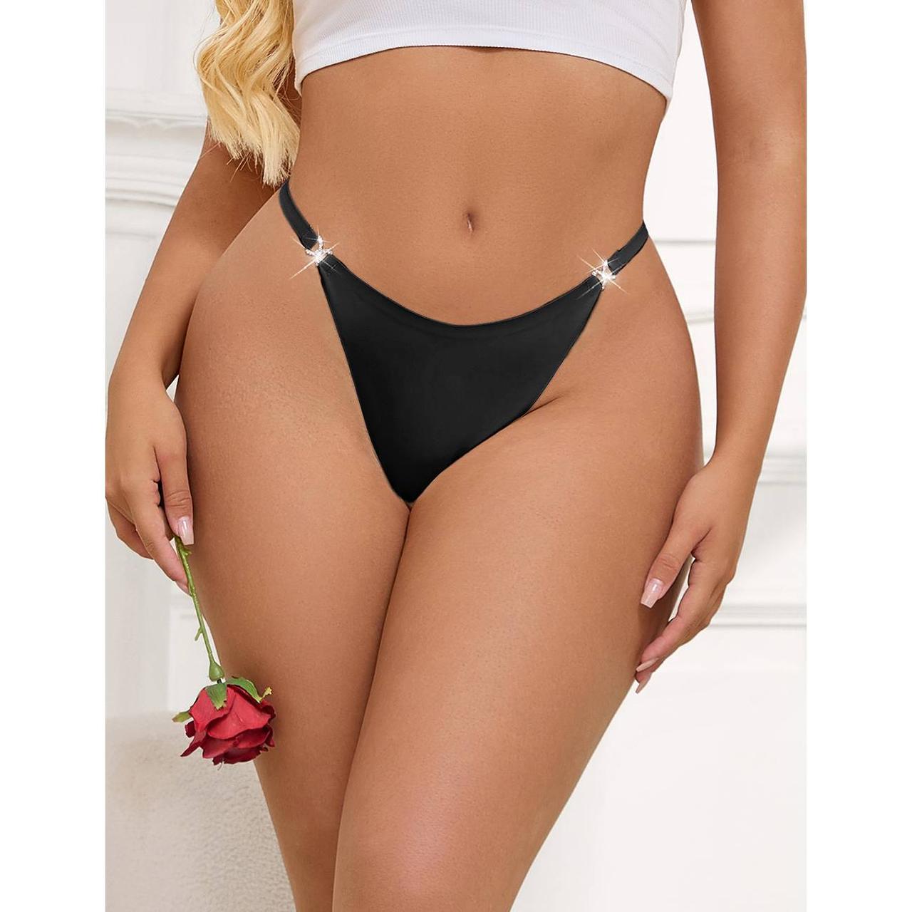 Стринги жіночі Star Night зі стразами, чорні, S, фото 1