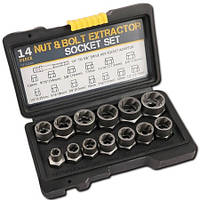 Набір інструментів для видалення ударних болтів і гайок 14 шт Nut Extractor ES-14 XPRO (43718-_485)