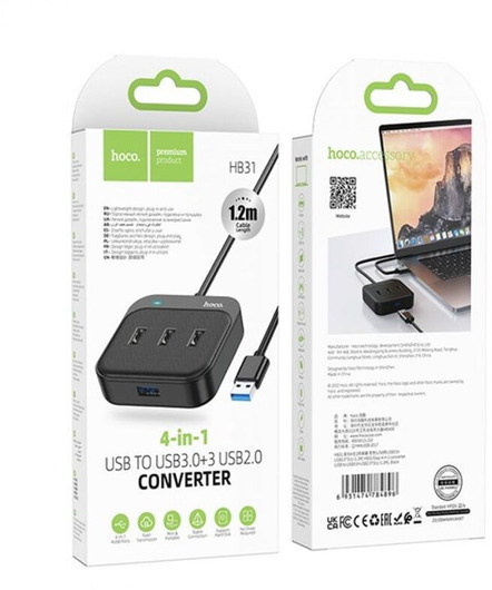 USB-хаб 4-в-1 HOCO HB31 Easy (34379-01_191), фото 1