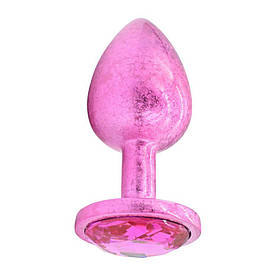 Анальна пробка NO TABOO S алюмінієва, рожева з рожевим каменем, 7 х 3 см
