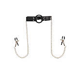 Кляп Chisa BEHAVE! Luxury Fetish з кільцем і затискачами для сосків, чорний, фото 5