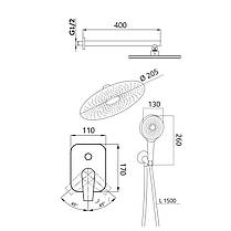 Душова система універсальна Qtap Slavonice прихованого монтажу на два споживачі QTSLA113CRM45898 Chrome, фото 2